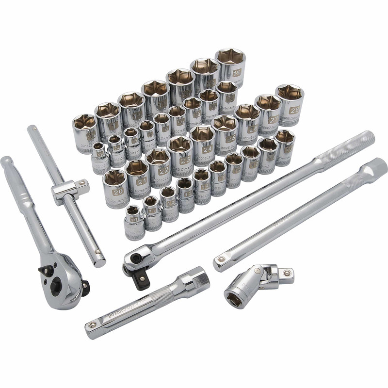 1/2" Drive 41pc 6-Point Standard SAE/Metric Socket Set, 3/8" - 1-5/16", 10mm - 28mm
